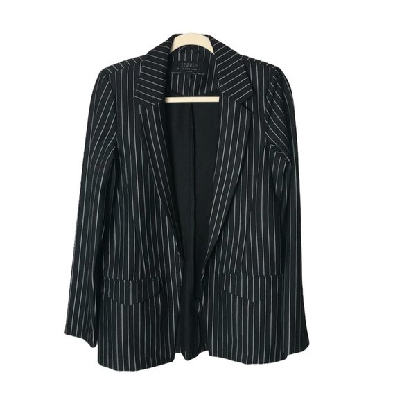 STOOSH Extraordinary Women Blazer Women Sz Small Open Front Pinstripe Academia - Picture 1 of 7